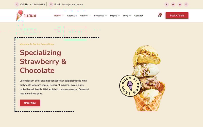 Glaciajo - Heladería y tienda online de comida eCommerce, WooCommerce y WordPress Theme - Características Imagen 1