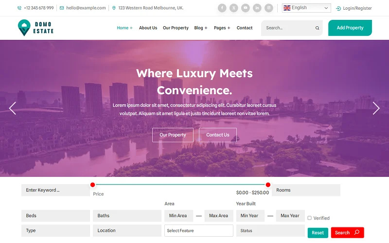 Domo - Tema WordPress para Calculadora de Imóveis e Hipotecas - Features Image 1