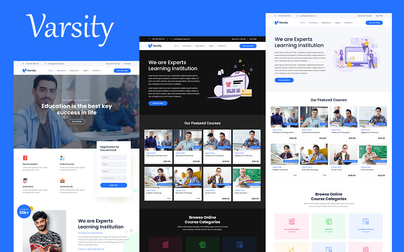 Varsity - School, College, University, LMS, Online Course Educational HTML Website Template - Features Image 1
