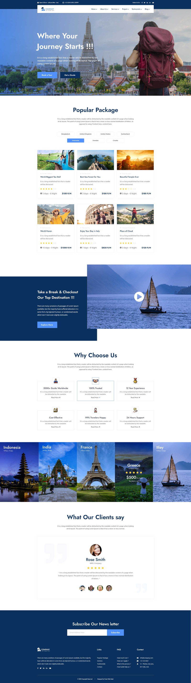 Travelex Travel Agency One Page UI Elements