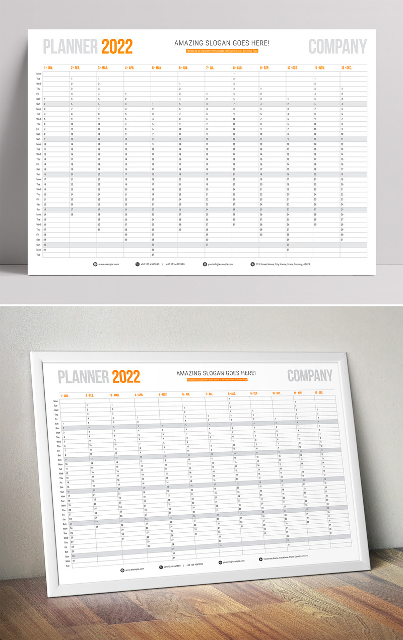 Annual Year Planner 2022. Ready for Print TemplateMonster