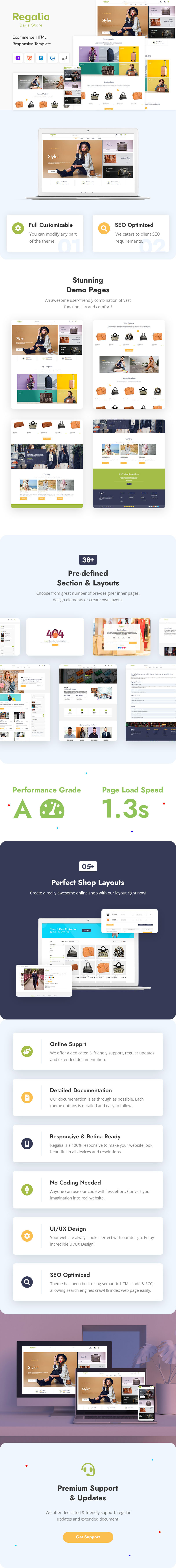 Regalia Bags Store - eСommerce Website template - Features Image 1