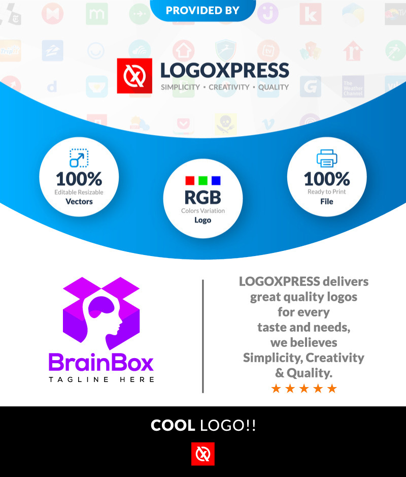Mänsklig hjärnbox-logotypdesign - Features Image 1