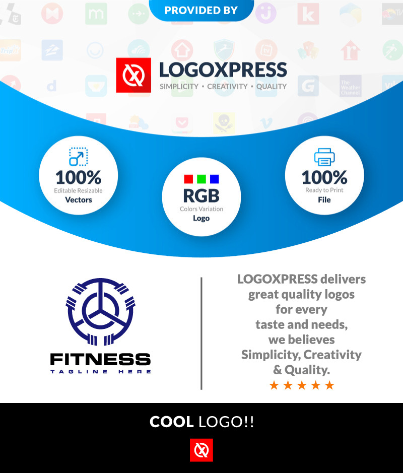 Triple Fitness Equipment Logo Design Barbell Logo - Features Image 1