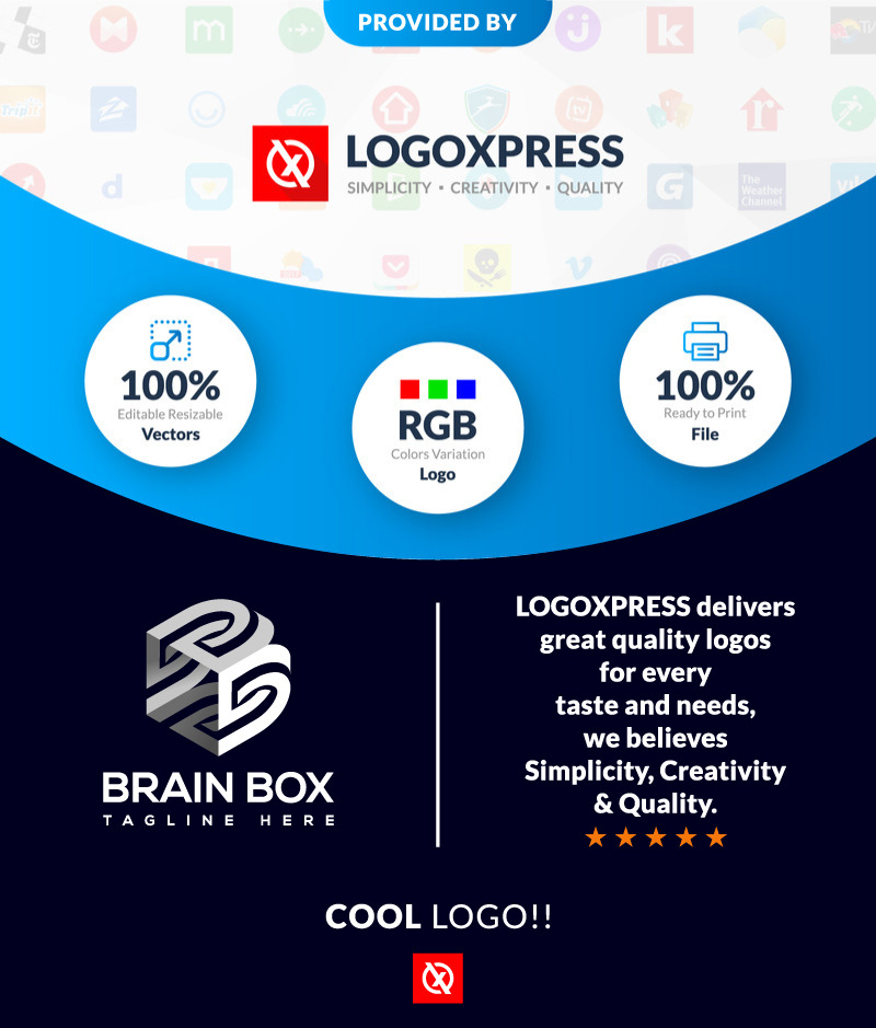 Letter B Brain Logo Artificial Intelligence Ai Brain Box Logo creative brainstorming - Features Image 1