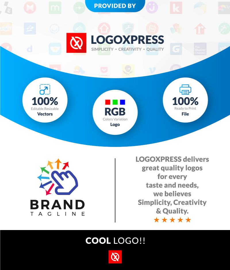 Click Logo Design Multi Options Logo Selection Logo Variety Colorful Logo Design Arrow Logo design - Features Image 1
