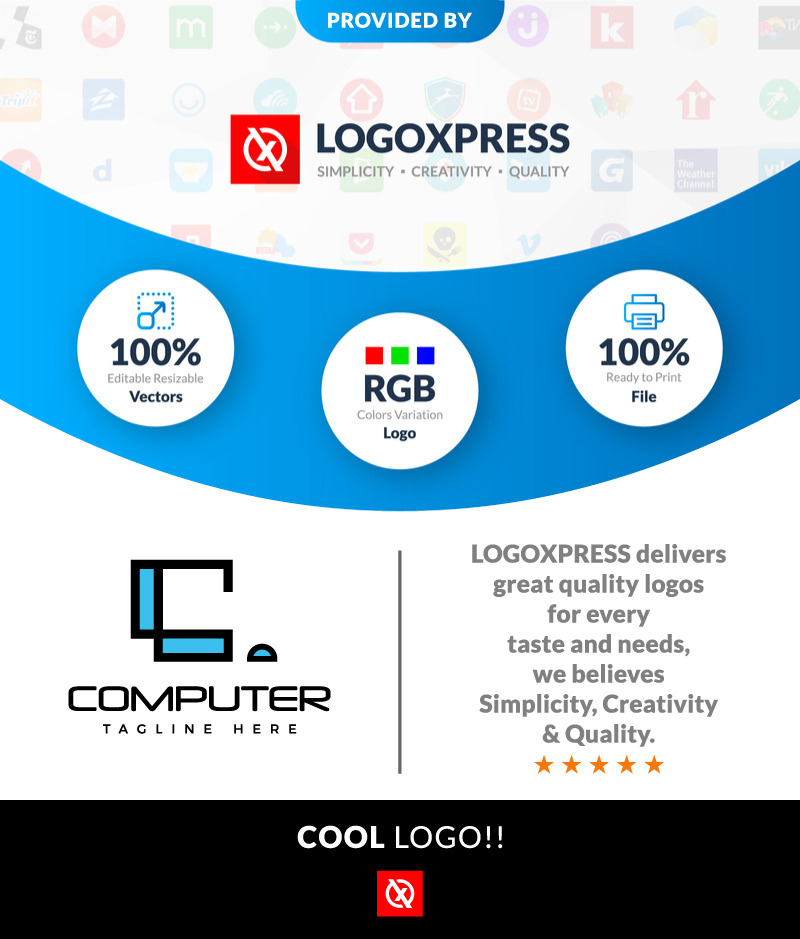 Letter C Computer Logo Design Minimal PC Logo - Features Image 1