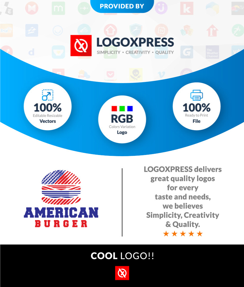 Design del logo dell'hamburger americano - Caratteristiche Immagine 1