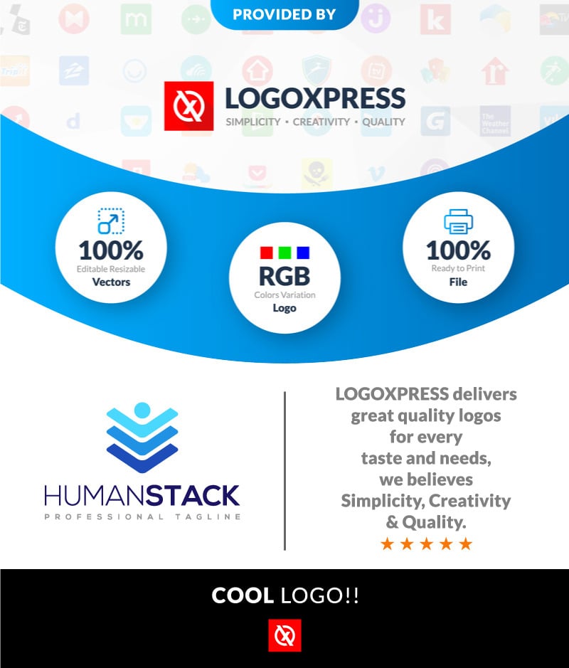 Hexagon Human Stack Technology Logotypdesign - Features Image 1