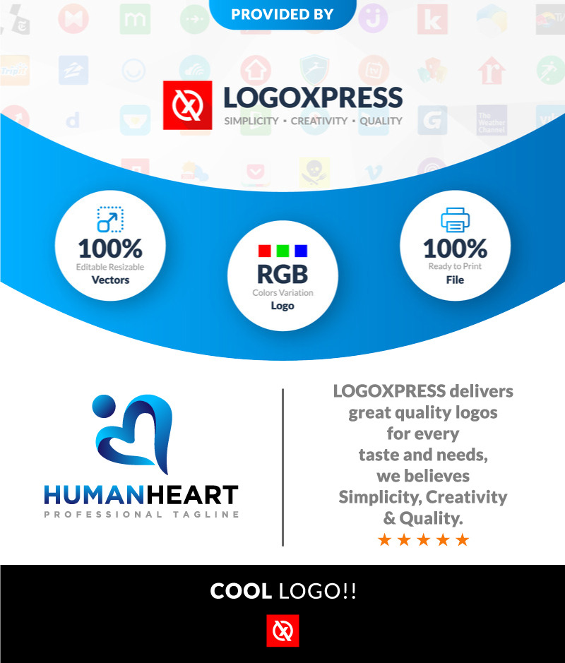 Creative Modern Human Heart Wellness Logo Design - Features Image 1
