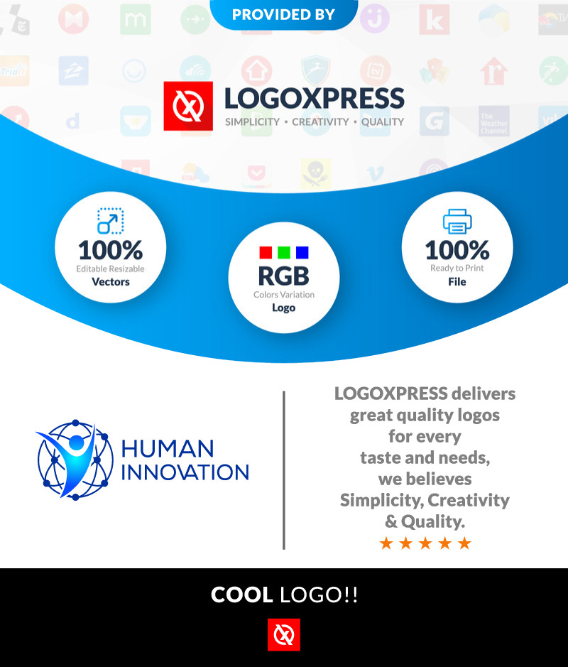 Human Innovation Logo, Tech World logo, human technology logo, digital human circle globe technology - Features Image 1