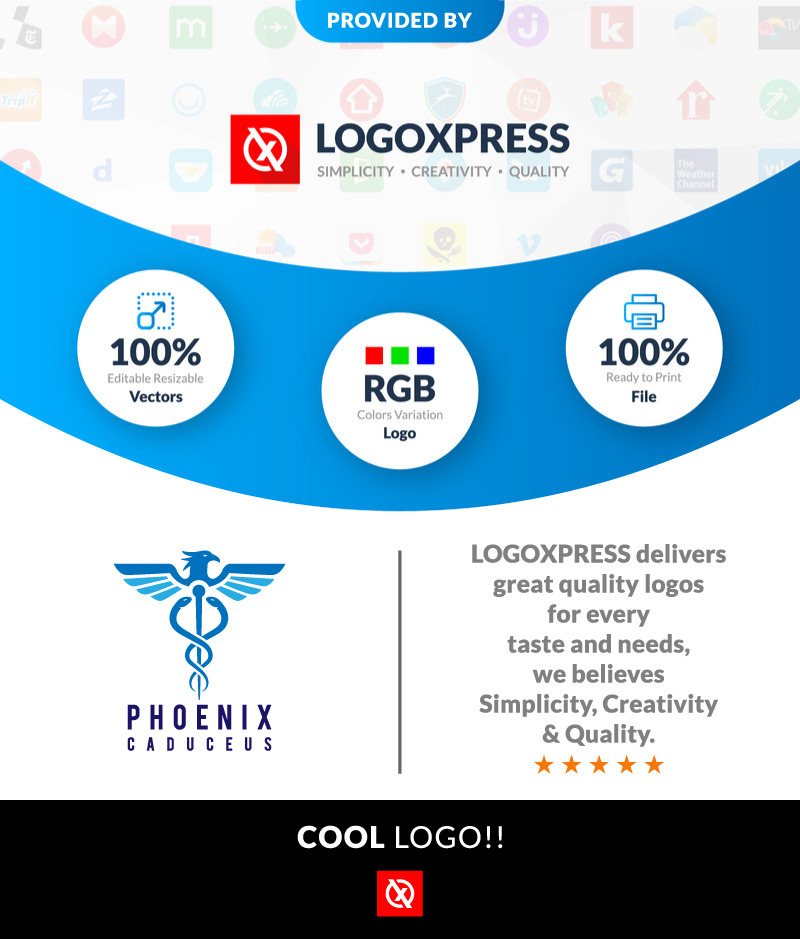 Medical Phoenix Caduceus Snake Logo Healthcare Clinic Medical Icon - Features Image 1