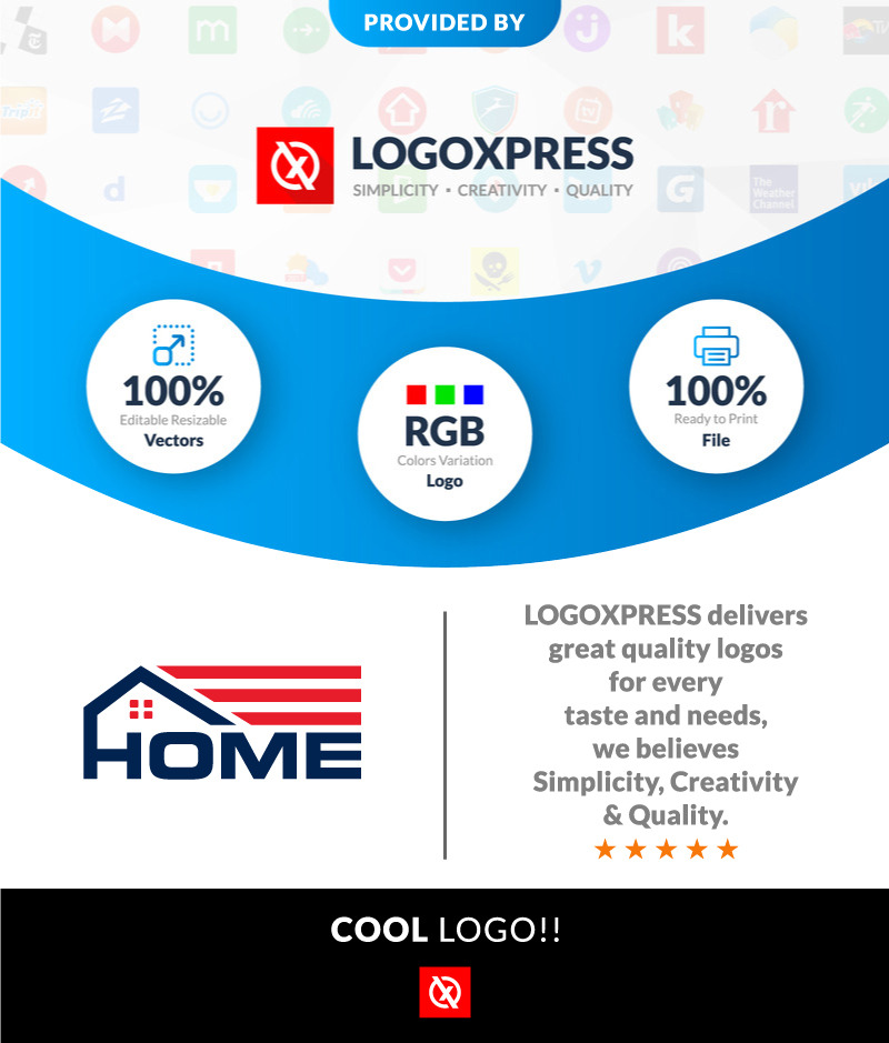 USA House Logo Design Amerika House Logo Patriotic House Logo USA Flag House Logo - Features Image 1