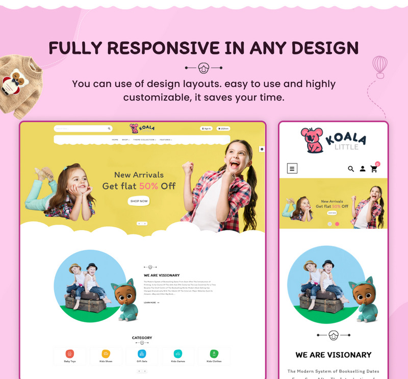 Koala Little Kids, Toys, Play, Fashion Shopify 2.0 Responsive Theme - Features Image 4