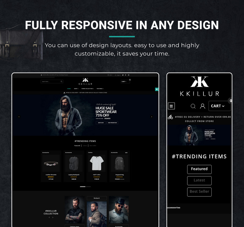 Kkillur Black - Mega Fashion Shopify 2.0 Premium Responsive Theme - Features Image 5