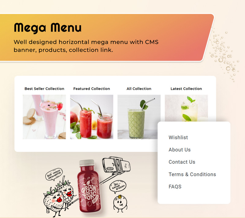 Boble Drink – Mega Dinks Shopify 2.0 Premium Responsive Theme - Features Image 6