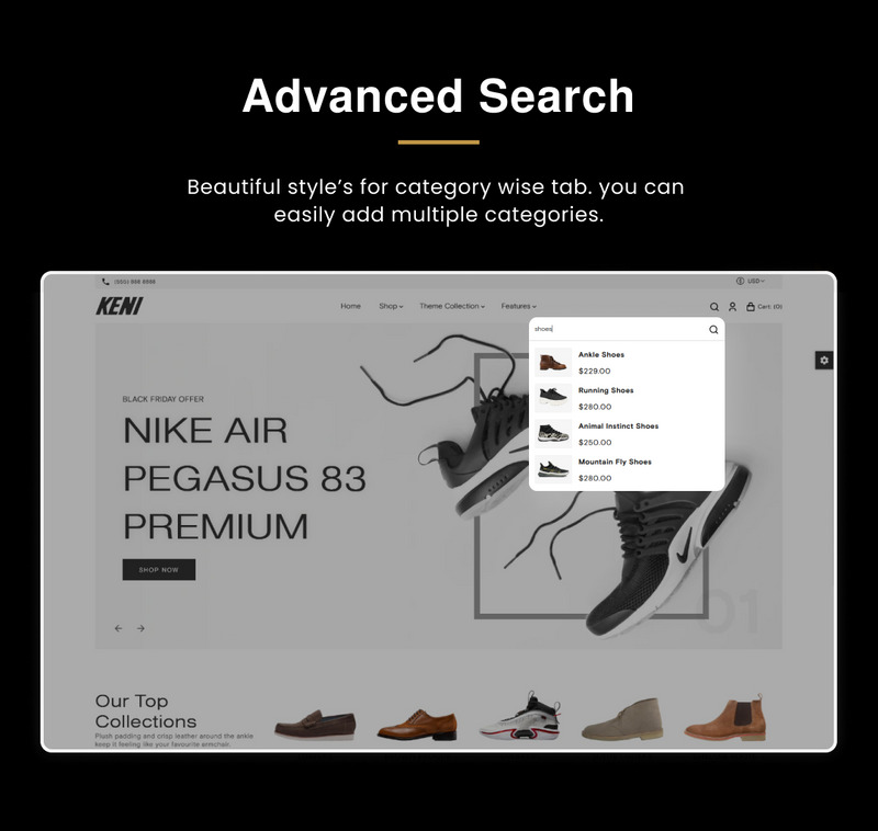 Keni Mega Shoes Responsive Shopify 2.0-tema - Features Image 6