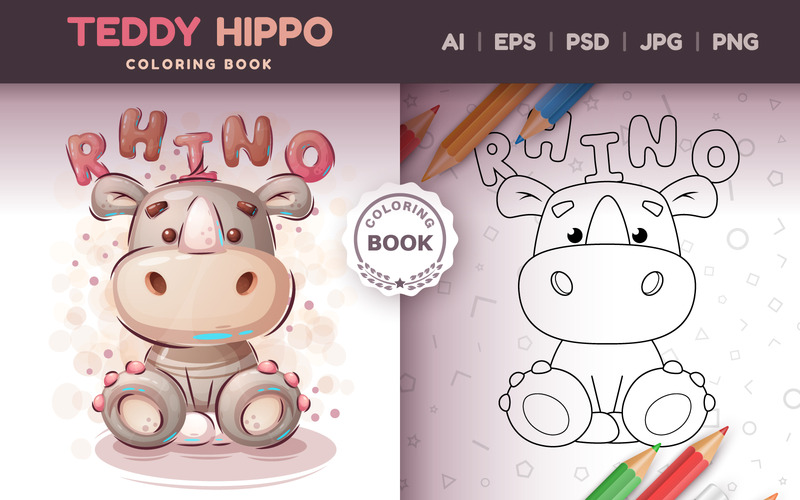 Teddy Rhino - Game For Kids, Coloring Book, Graphics Illustration - Features Image 1