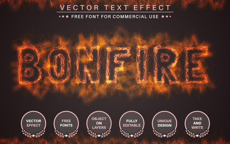 Bonfire Editable Text Effect, Font Style, Graphics Illustration