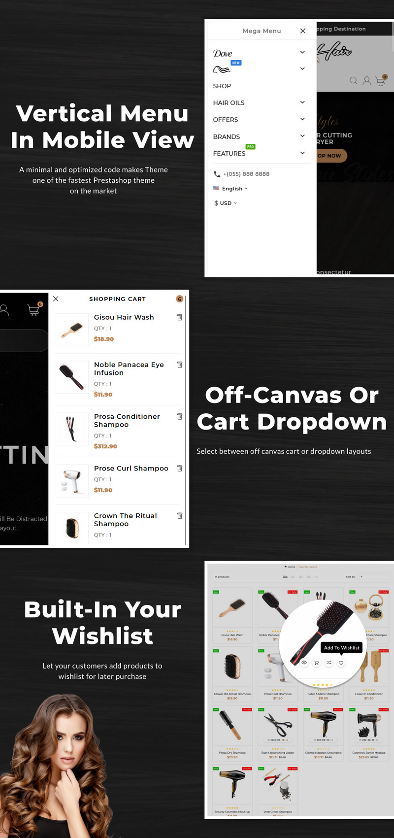 Elegantní kadeřnický mega salon, holič, zdraví, krása Prestashop 1.7 Super Store - Features Image 6