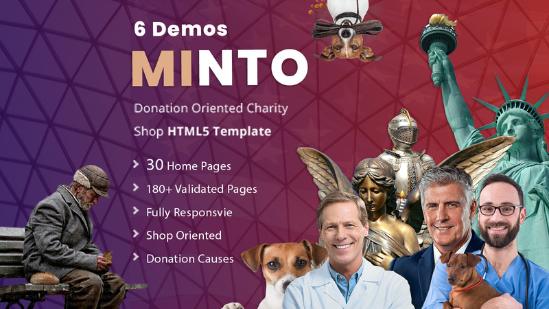 Minto Bundle Nonprofit Multipurpose Shop Oriented HTML5 Template - Features Image 1