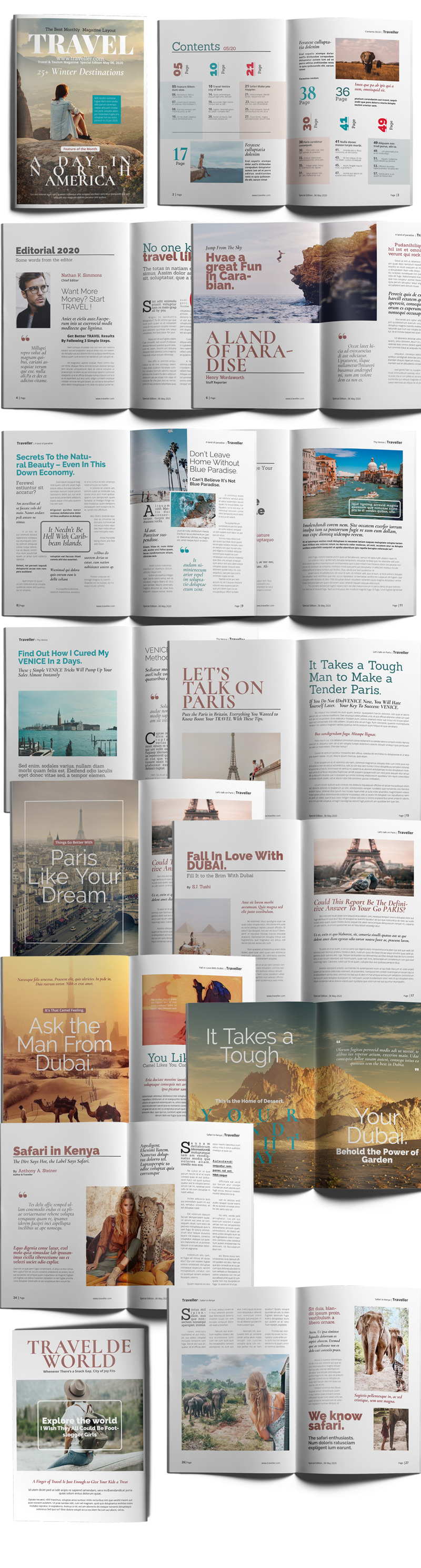 Magazine Design Layout Template on Travel & Tourism #01 - Features Image 1