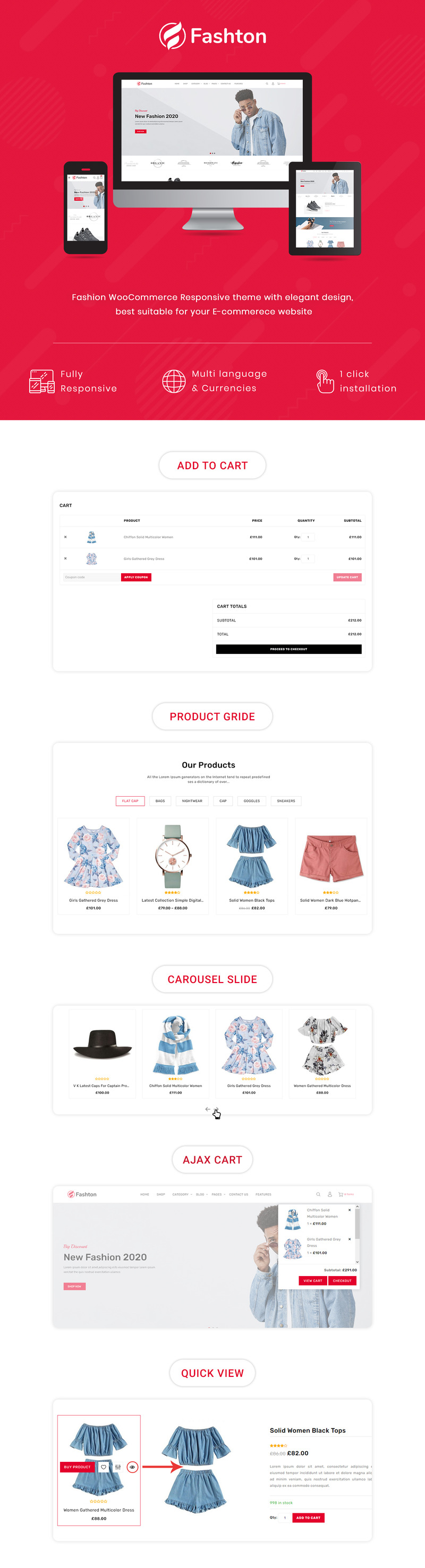 Fashton - Магазин современной моды WooCommerce - Изображения фич 1