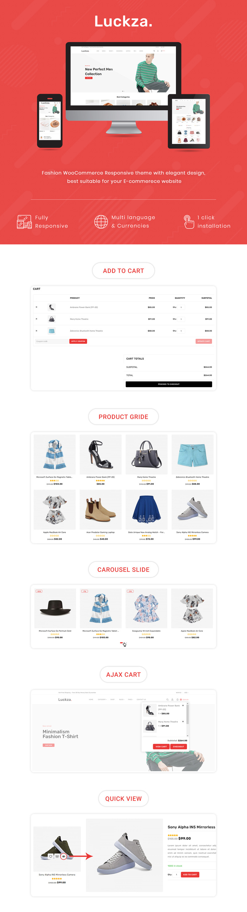 Luckza - многоцелевая модная тема WooCommarce - Features Image 1