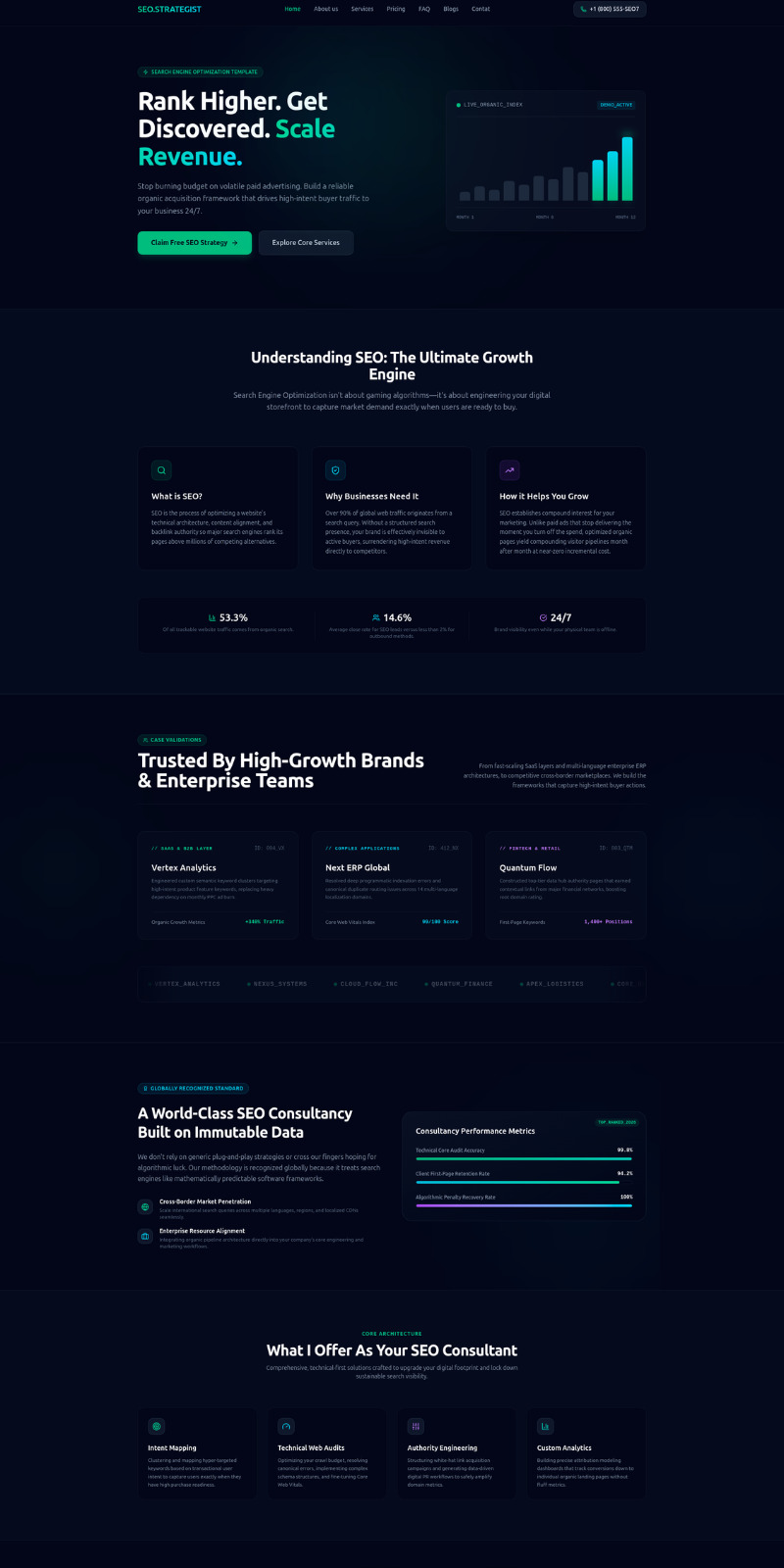 Šablona webových stránek SEO společnosti | SEO portfolio šablona React | Optimalizace pro vyhledávače - Features Image 1