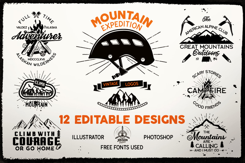 Camp SVG Bundle Mountain Emblems Editable PNG Logo Template - Features Image 1