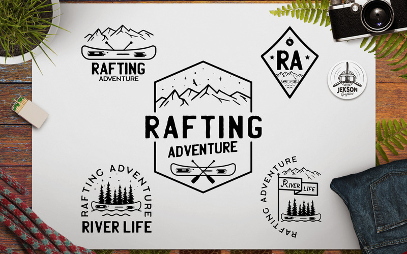 Rafting Adventure, Vector Camping Badges, TShirt SVG Logo Template - Features Image 1