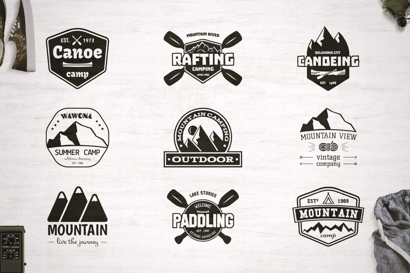 9 Camping Logos Bundle | SVG Badges Collection - Vector Images Graphics Templates - Features Image 1