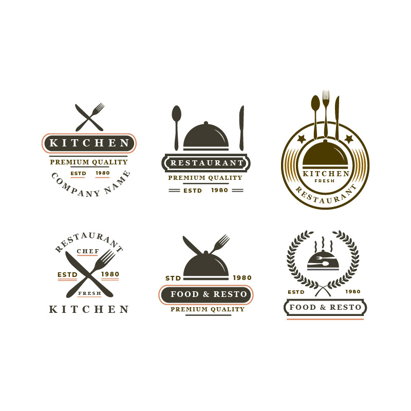 Set Of Badges Kitchen Logo Vintage 212929 TemplateMonster