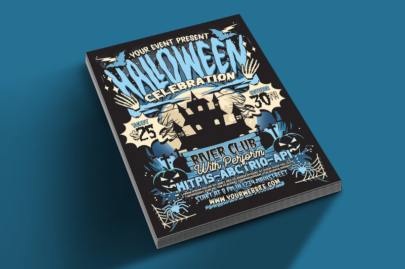 Modèle d'affiche de dépliant de fête d'Halloween bleu - Caractéristiques de l’image 2