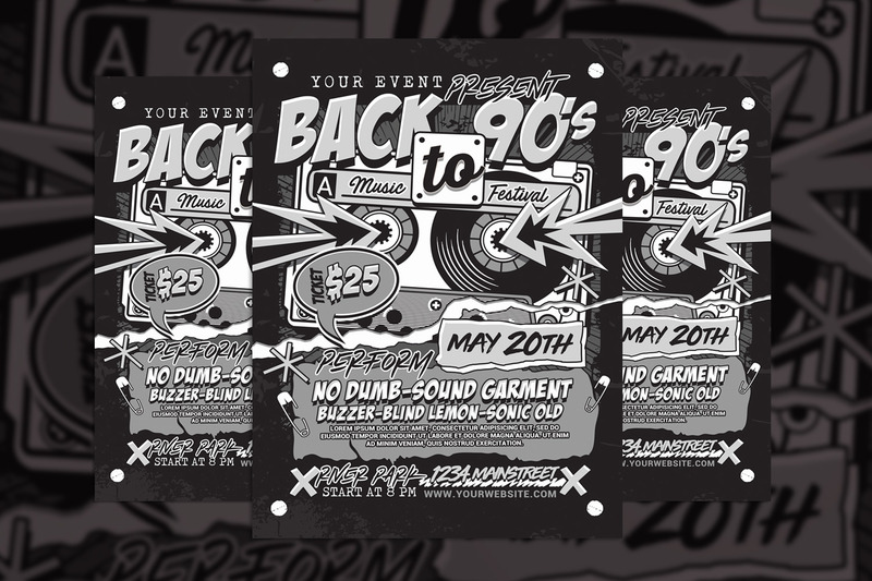 Back to 90's Music Retro Flyer - Features Image 1