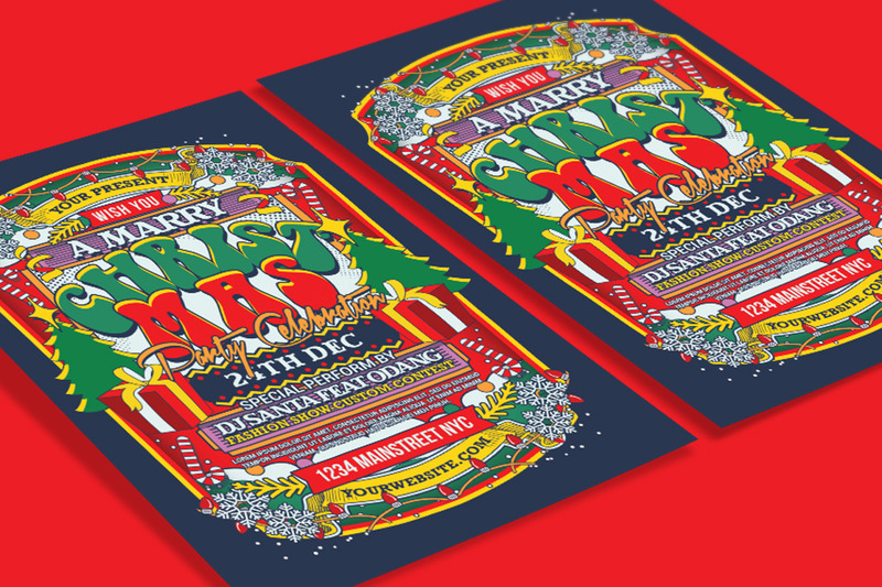 Christmas Party Celebration Flyer Poster Templates - Features Image 3