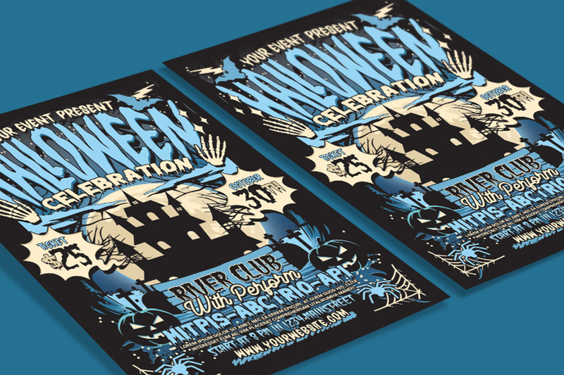 Modèle d'affiche de dépliant de fête d'Halloween bleu - Caractéristiques de l’image 3