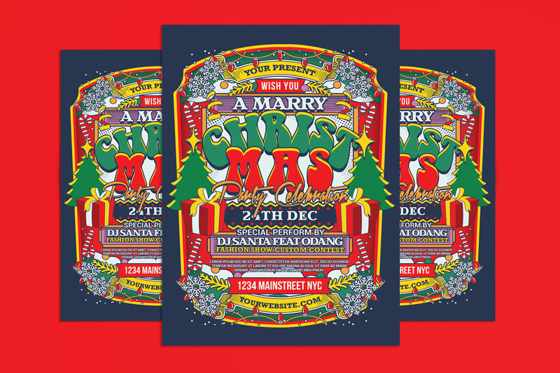 Christmas Party Celebration Flyer Poster Templates - Features Image 1