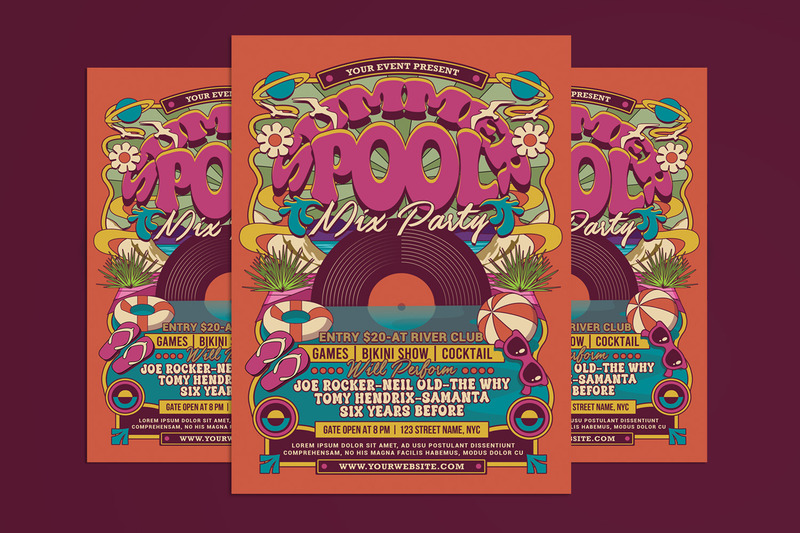 Summer Pool Mix Party Flyer Poster Template - Features Image 1