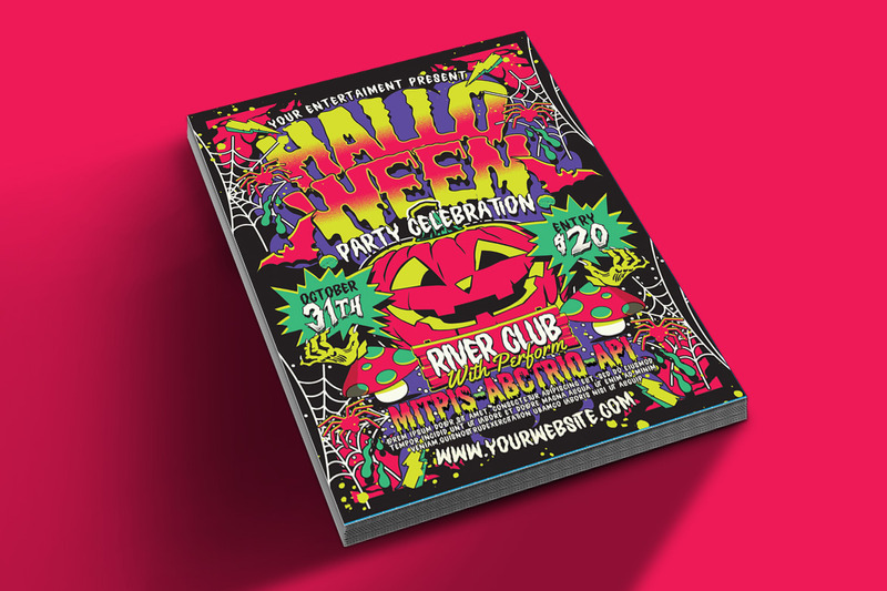 Halloween Party Celebration Flyer Poster Template - Features Image 2