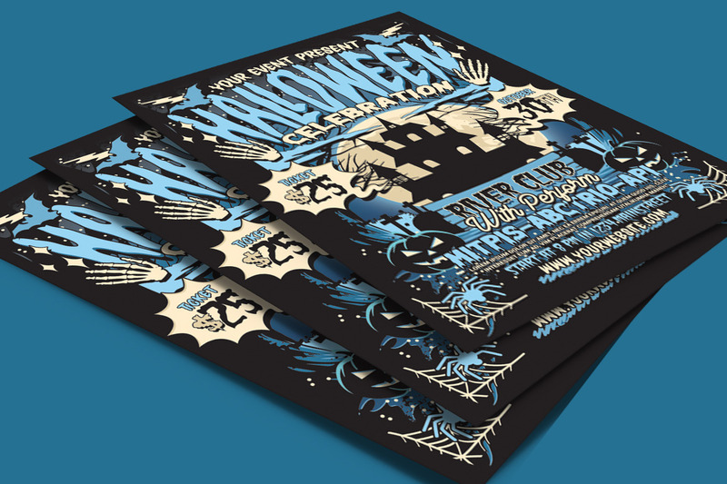 Modèle d'affiche de dépliant de fête d'Halloween bleu - Caractéristiques de l’image 4