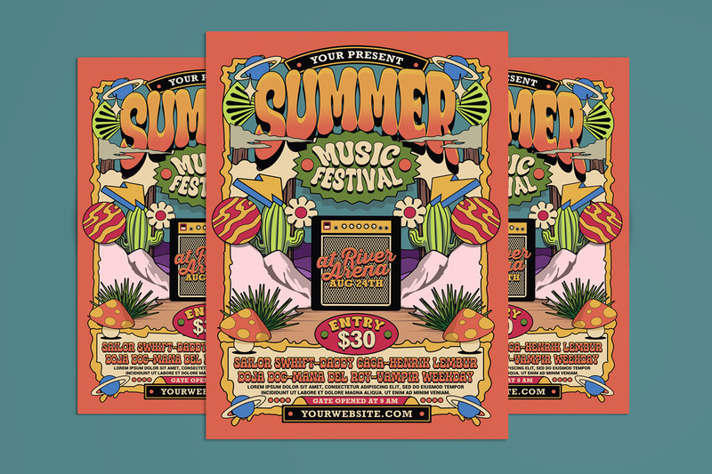 Zomer muziekfestival Poster Flyer sjabloon - Features Image 1
