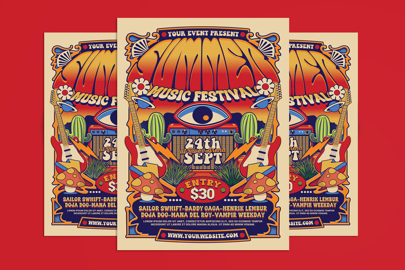 Retro Psychedelic Music Flyer - Features Image 1