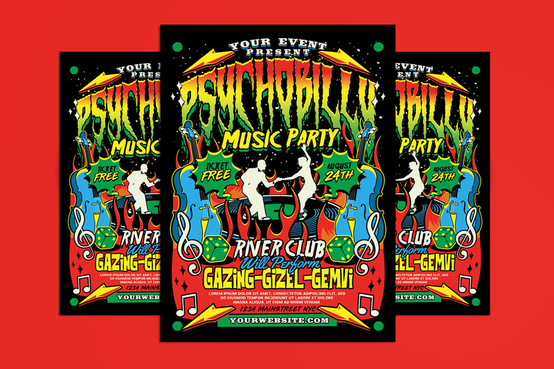 Psychobilly Rockabilly Music Flyer - Features Image 1