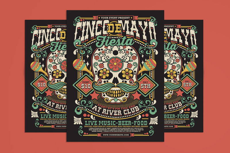 Cinco De Mayo Fiesta Flyer Poster Template - Features Image 1