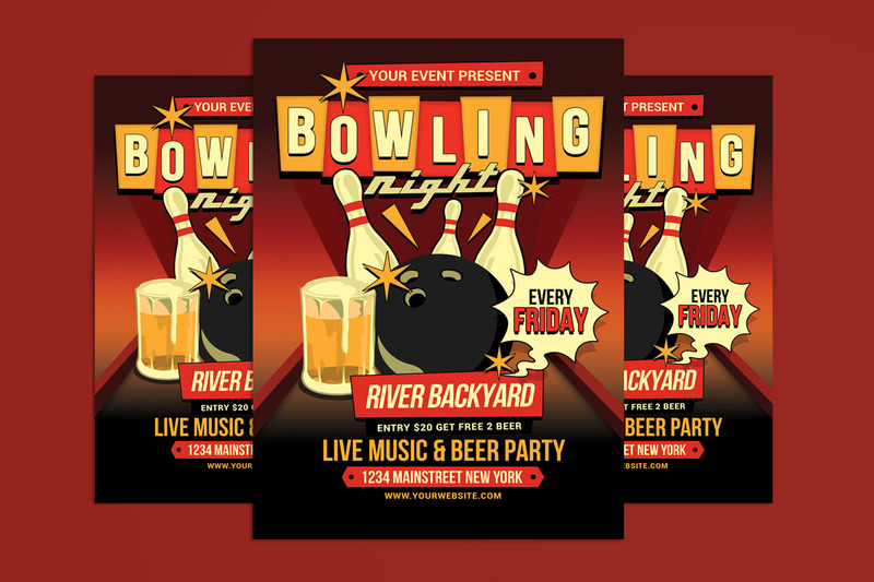 Bowling Night Flyer Template - Features Image 1