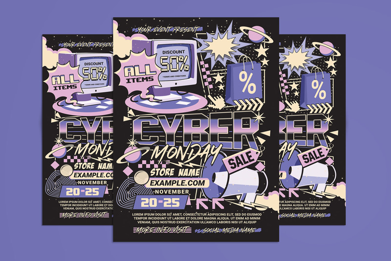 Cyber Monday Sale Flyer Poster Template - Features Image 1