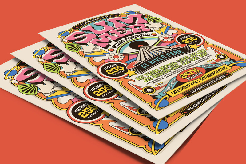 Retro 70-es évek nyári zenei fesztiválja Flyer Tempalte - Features Image 4