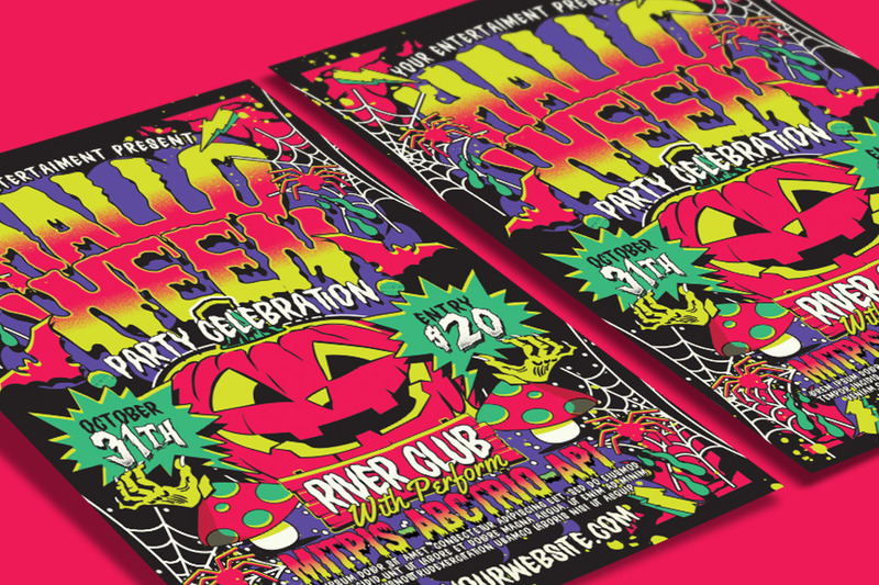 Halloween Party Celebration Flyer Poster Template - Features Image 3