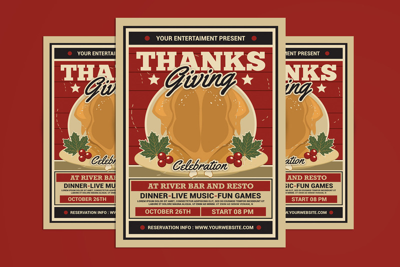 Evenementenflyer voor Thanksgiving-diner - Features Image 1